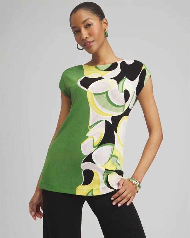 Travelers Placed Floral Cap Sleeve Tunic
